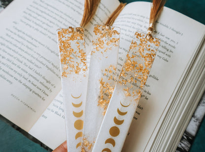 Dège Creative - White Moon Phases & Geode Bookmark