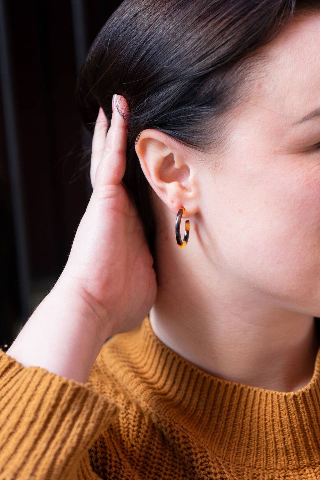 Spiffy & Splendid - Cam Mini Hoops - Tortoise //  Earrings, Jewelry