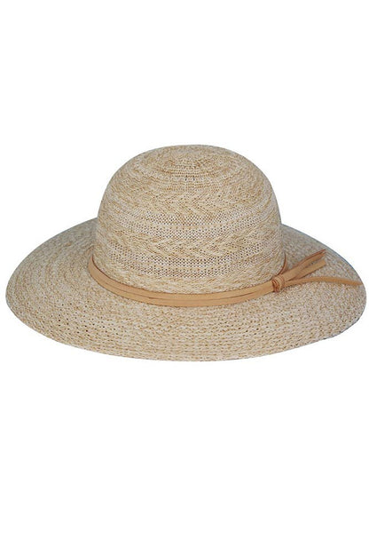 Hana - Suede Band Mixed Braid Packable Sun Hat