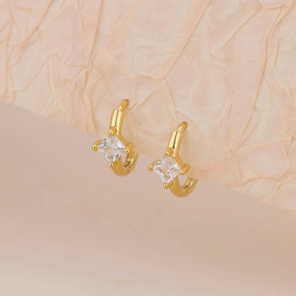 Melange Blanc - E183 huggie earring, diamond hoops, Diamond Huggie Earring