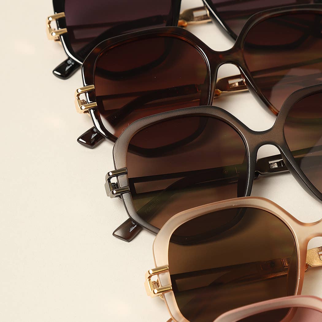 Fashion City - Women's Unique Temples Geometric Sunglasses