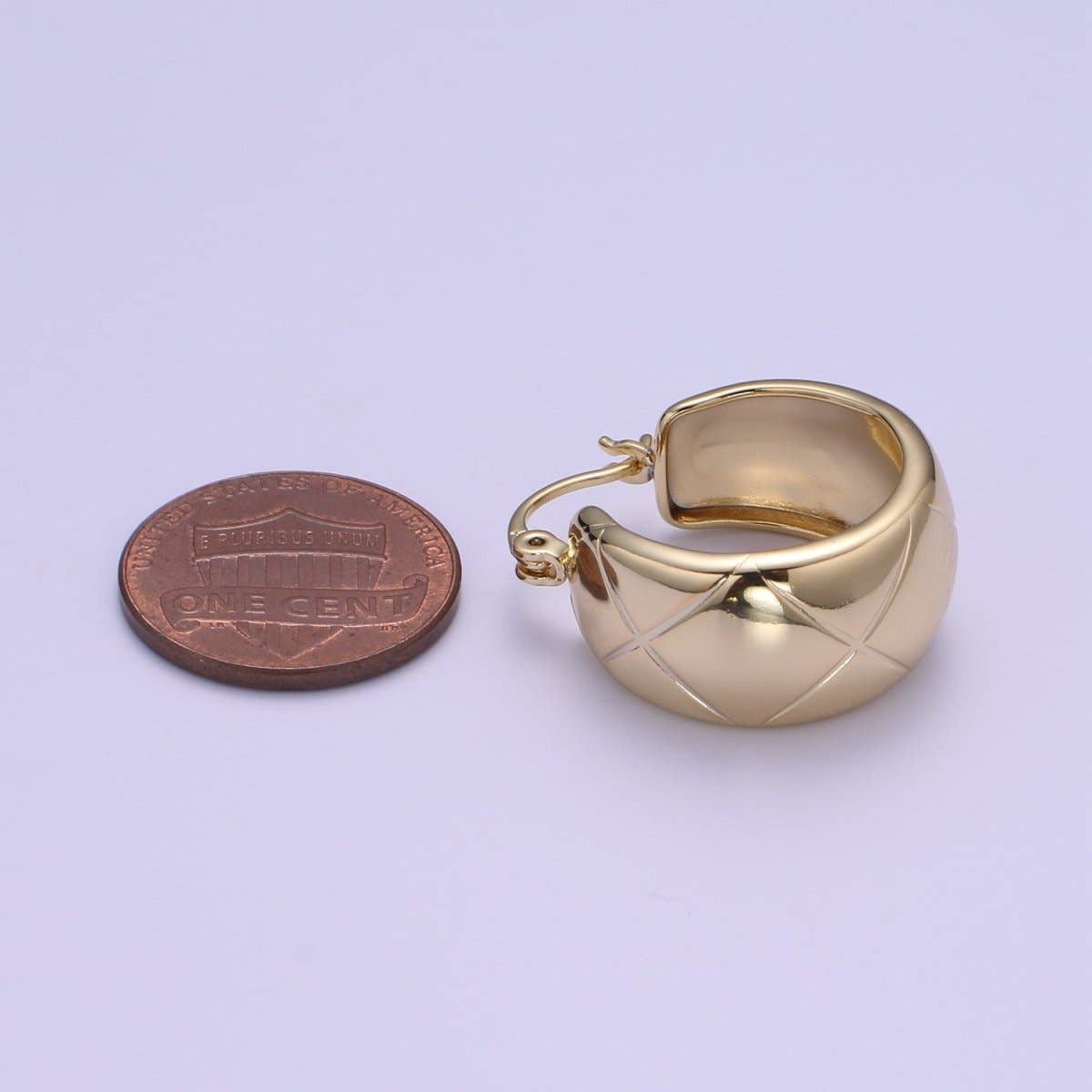 Aim Eternal - 14K Gold Thick Hoops - Gold Thick Hoop Earrings - Chunky Thick Hoops - Light Weight Hoops Dome Earring P-088