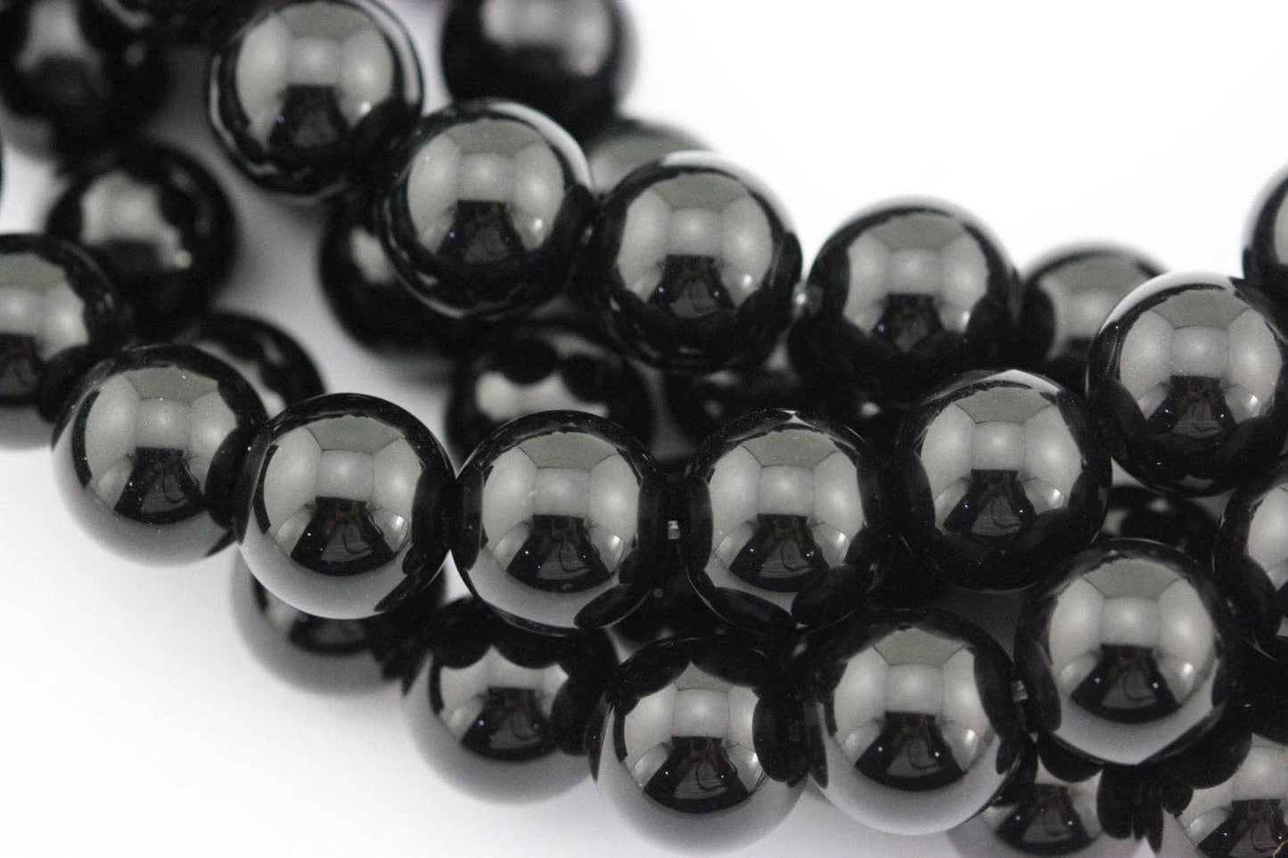 CRCBEADS - Black Onyx Smooth Round Beads 4mm 6mm 8mm 10mm 12mm 14-20mm 15.5" Strand