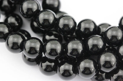 CRCBEADS - Black Onyx Smooth Round Beads 4mm 6mm 8mm 10mm 12mm 14-20mm 15.5" Strand