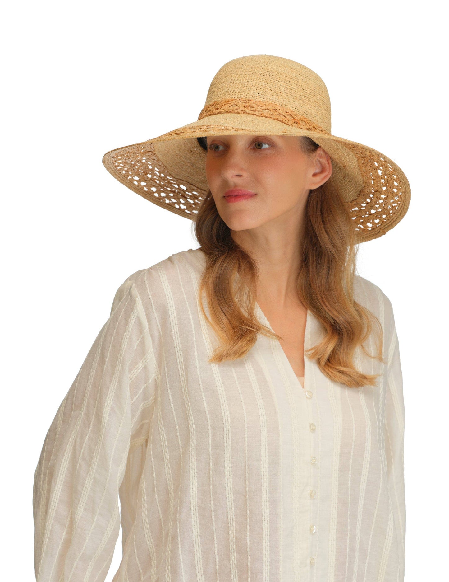 MiMi Wholesale - STLA001 Raffia Cut Out Detail Sun Hat