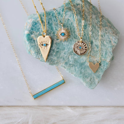 Mesa Blue - Turquoise, White Turquoise Bar Necklace