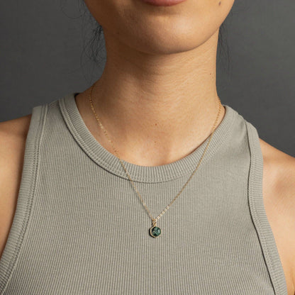 Soul & Little Rose - Emerald Hexagon Pendant Gold Necklace