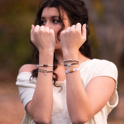 K'lani hair tie bracelets - "Paws" Natural Hues with Silver & Paw Accents Hair Tie Bracelet