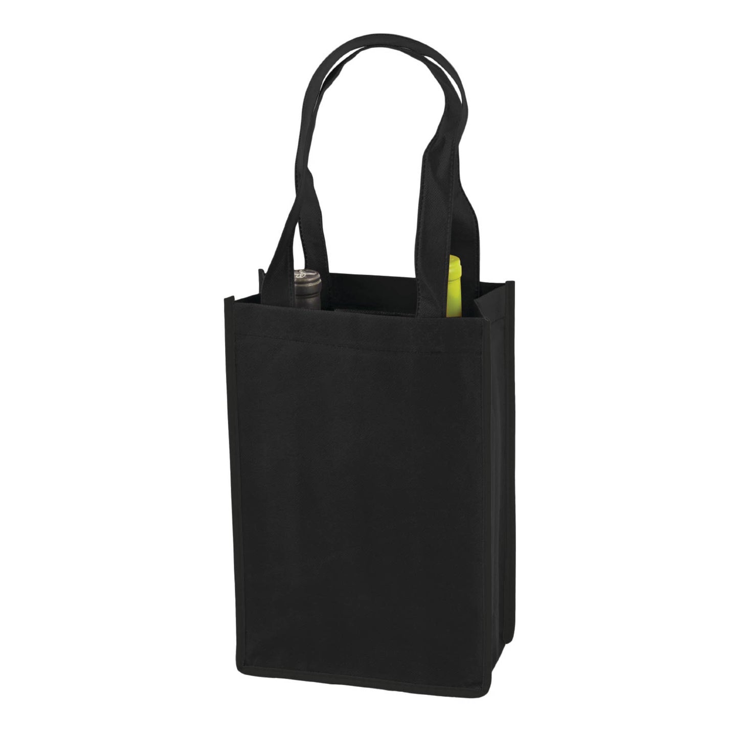 TRUE - Reusable Non Woven Wine Bottle Tote Black ASSORTED SIZES