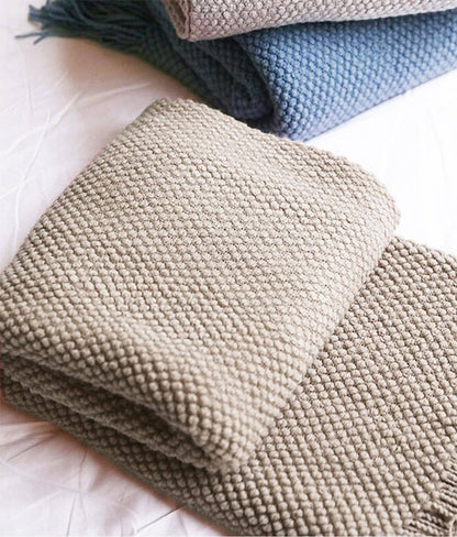 Fennco Styles - Knit Textured 50x60 Inch Throw Blanket with Fringe