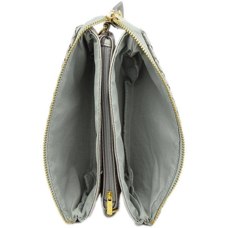 MiMi Wholesale - 7050 Kathy Woven Three Compartment Clutch/Crossbody Bag