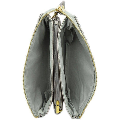 MiMi Wholesale - 7050 Kathy Woven Three Compartment Clutch/Crossbody Bag