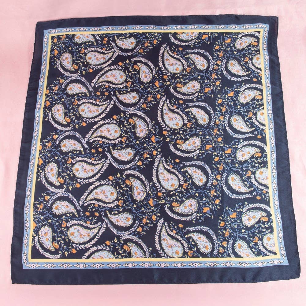 Anarchy Street - Paisley Floral Print Satin Square Scarf