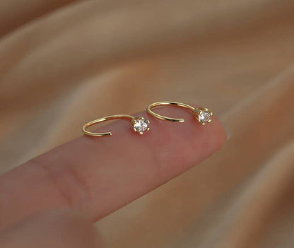 Melange Blanc - 18k gold vermeil E141 huggie hoop earrings, tiny open hoops