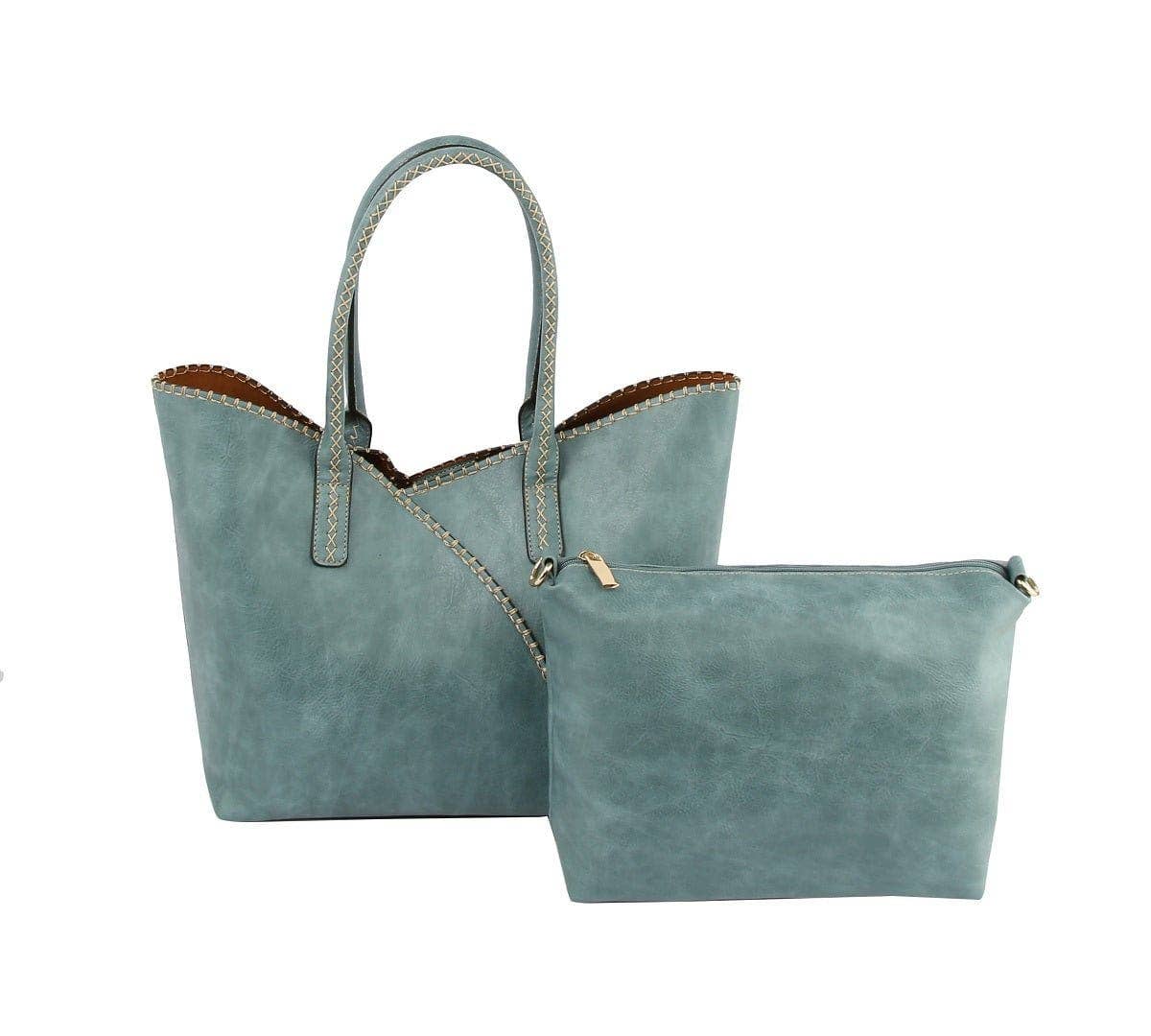 MiMi Wholesale - COL001-2 2-in-1 Stitch Trim Detail Shoulder/Tote Set Bag
