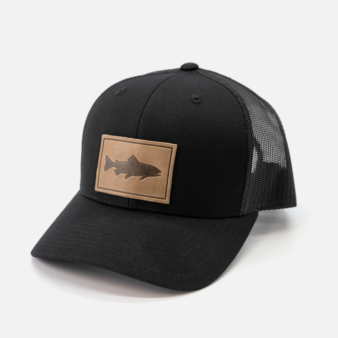 Range Leather Co. - Trout Hat - Leather Patch Trucker Cap