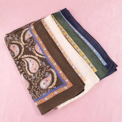 Anarchy Street - Paisley Floral Print Satin Square Scarf
