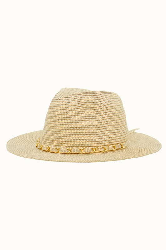 Olive & Pique - Chained Paper Straw Crushable Packable Fedora, Adjustable