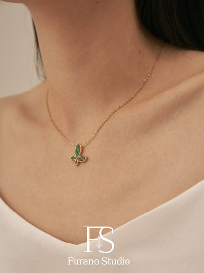 Furano Studio - Green Malachite Butterfly Pendant Necklace