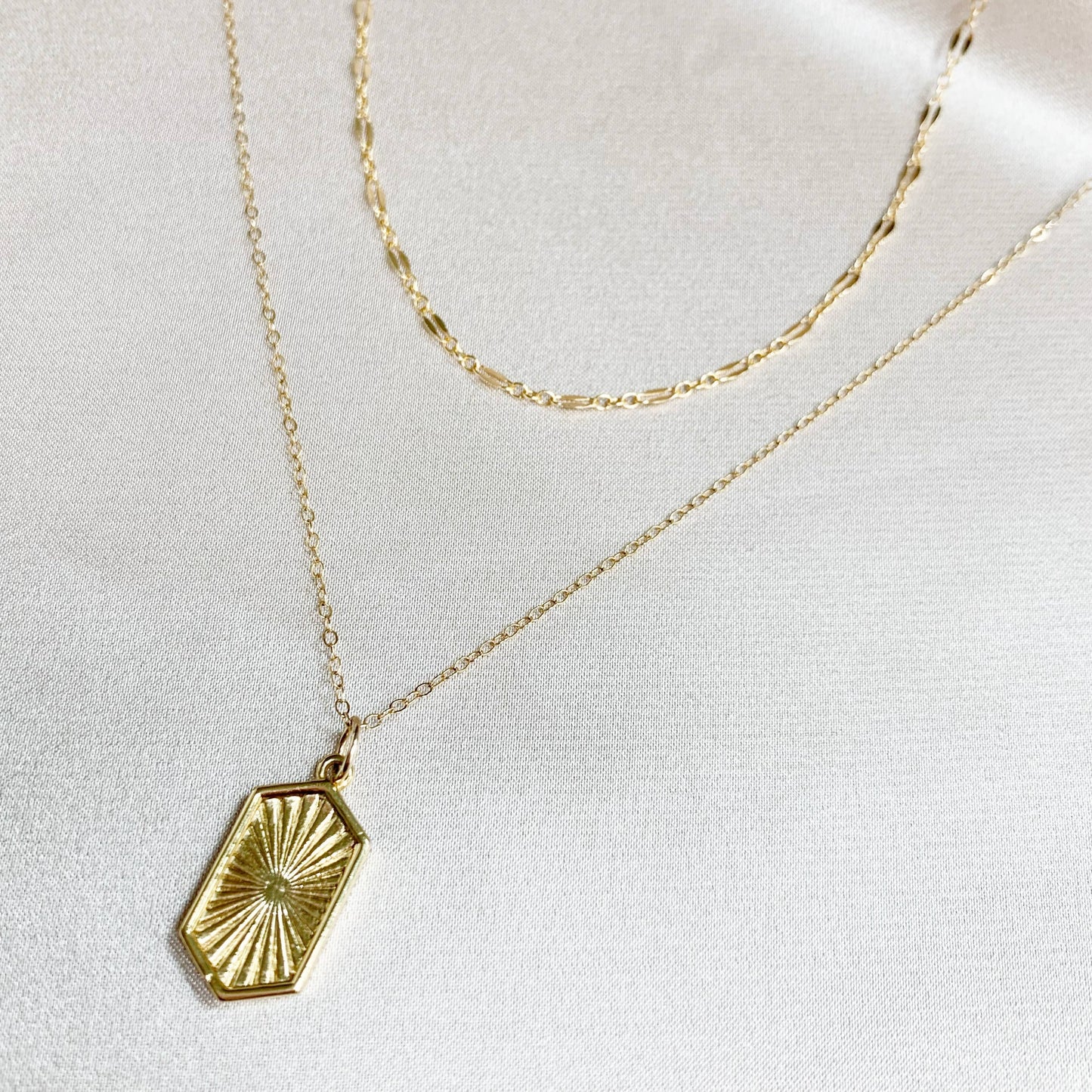 True by Kristy Jewelry - Kamryn Dapped Sequin Layering Chain Necklace Gold Filled
