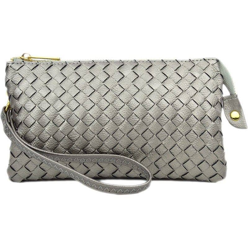 MiMi Wholesale - 7050 Kathy Woven Three Compartment Clutch/Crossbody Bag