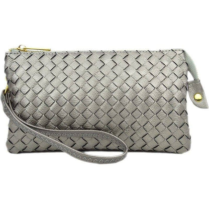 MiMi Wholesale - 7050 Kathy Woven Three Compartment Clutch/Crossbody Bag