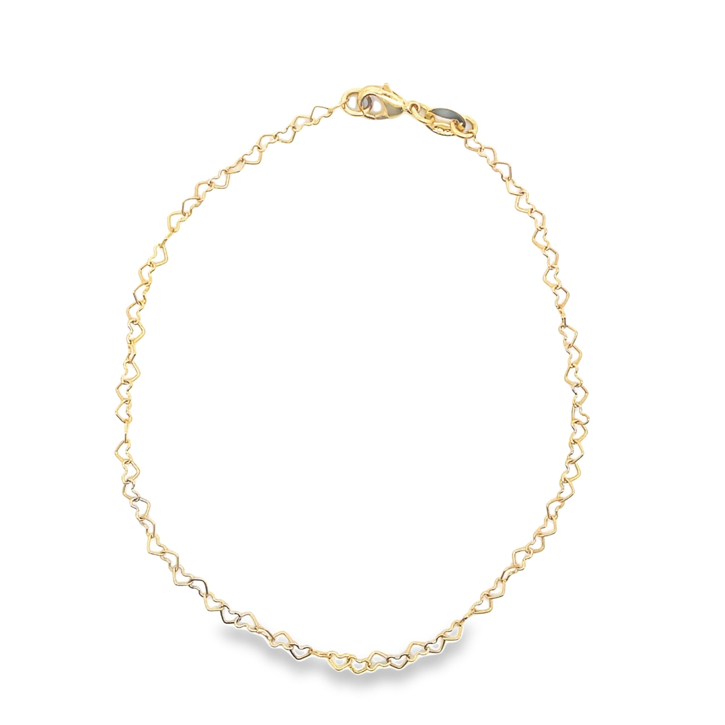MIA Jewelry - 18K Gold Filled 2mm Outline Heart Charm Bracelet