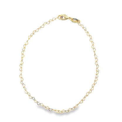 MIA Jewelry - 18K Gold Filled 2mm Outline Heart Charm Bracelet