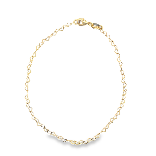 MIA Jewelry - 18K Gold Filled 2mm Outline Heart Charm Bracelet