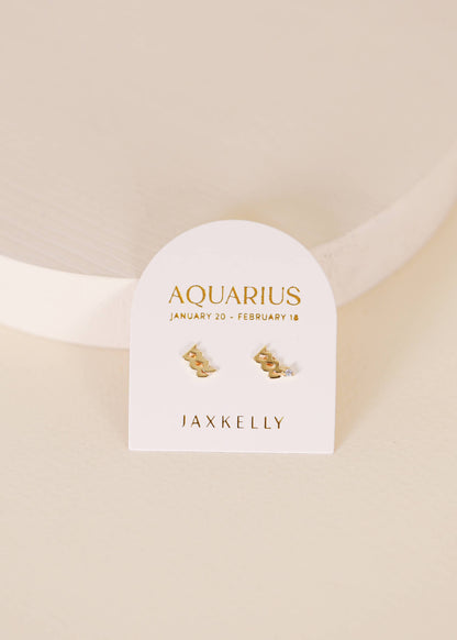 JaxKelly - Zodiac Gold Earrings - Aquarius