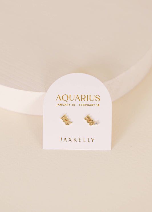 JaxKelly - Zodiac Gold Earrings - Aquarius