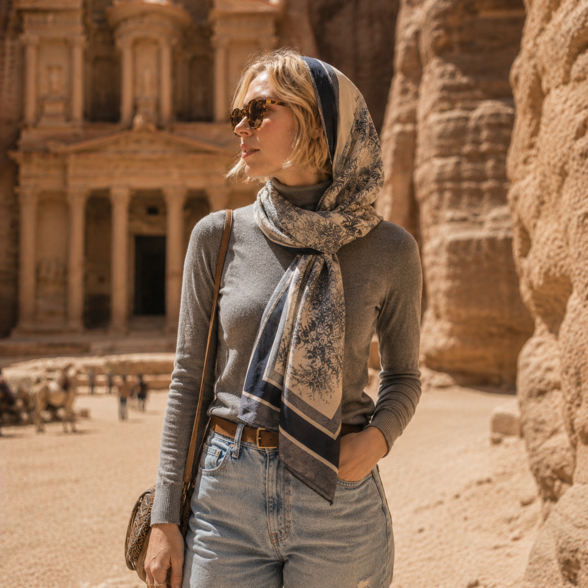 Ellison+Young - Ellison+Young Viscose Oversized Wrap Scarf, Lightweight Shawl