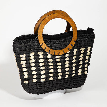 Collections by Fame Accessories - Small Braided Round Handle Tote Bag