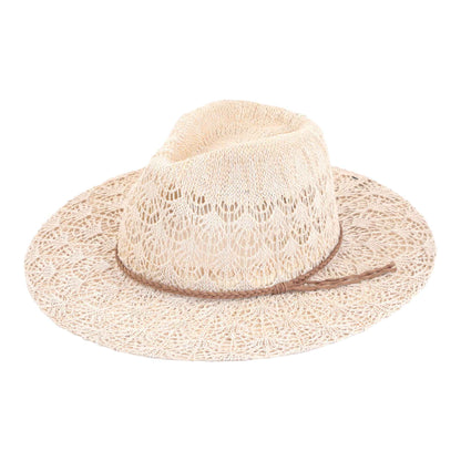 MiMi Wholesale - KP013 Horseshoe Lace With Braided Suede Trim Panama Hat