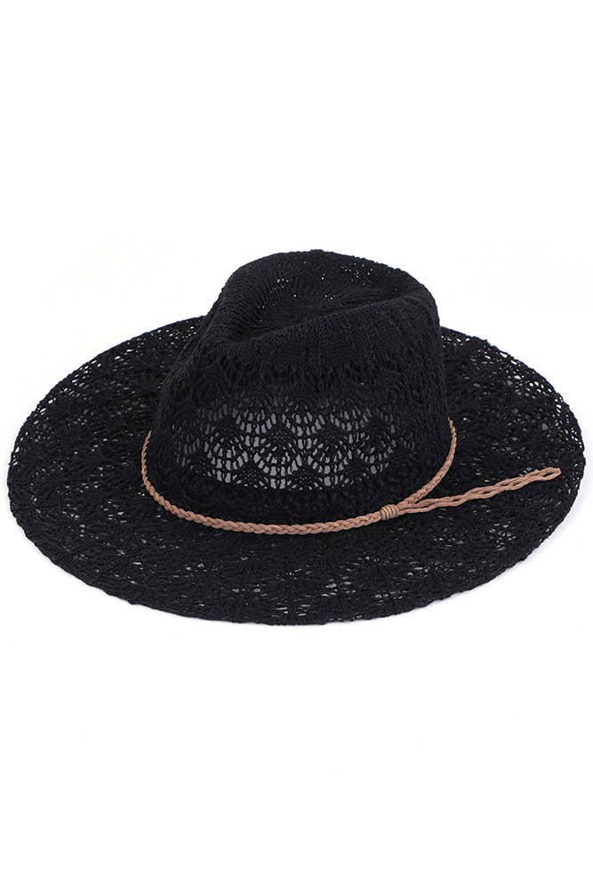 Hana - C.C Horseshoe Lace Knitting Summer Panama Hat