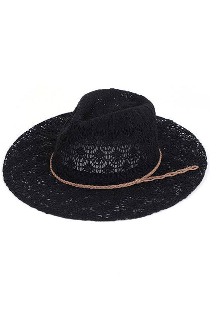 Hana - C.C Horseshoe Lace Knitting Summer Panama Hat