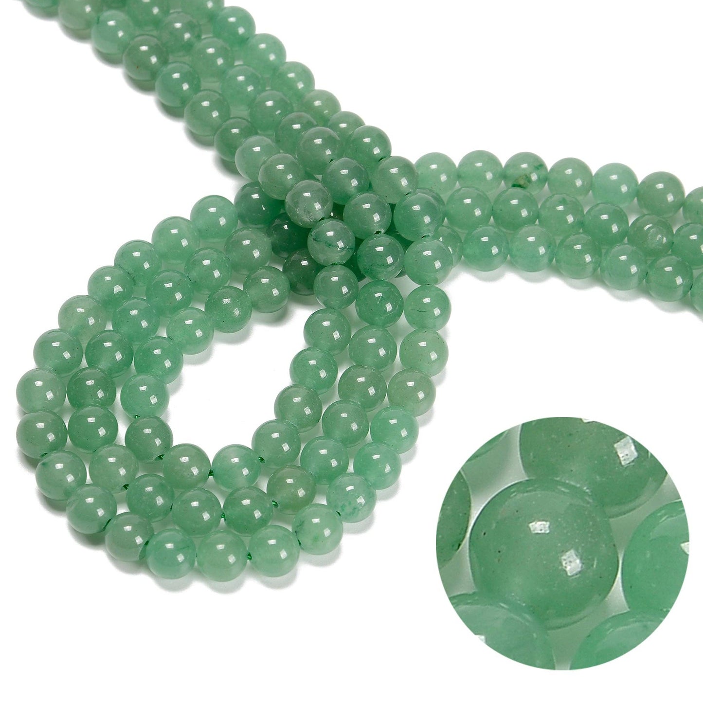 CRCBEADS - Green Aventurine Smooth Round Beads 4mm 6mm 8mm 10mm 12mm 15.5" Strand