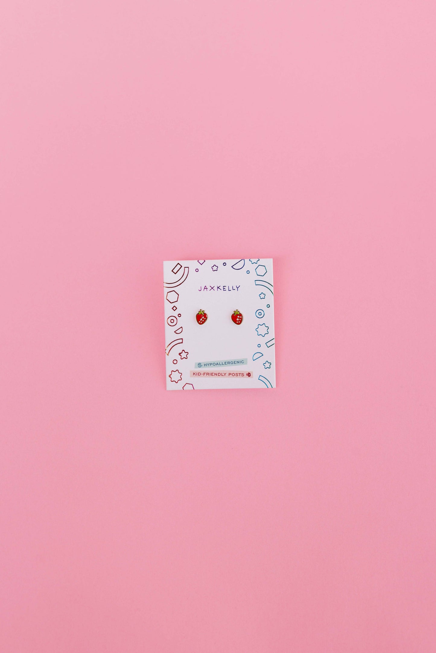 JaxKelly - Strawberry Enamel Flat Back Kids Earrings