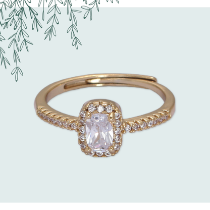 Aim Eternal - Elegant Micro Pave Rectangle CZ Stone Gold Minimalist Ring