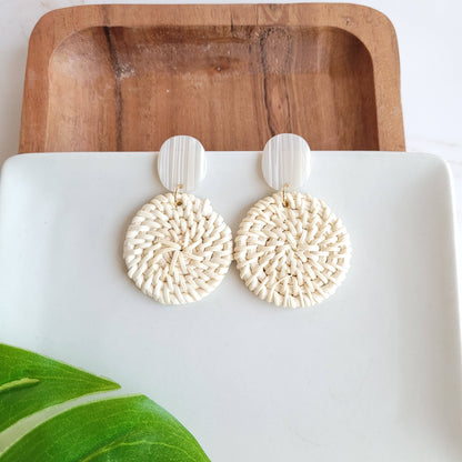 Spiffy & Splendid - Dominica Earrings - Light Rattan Seashell // Resort, Jewelry