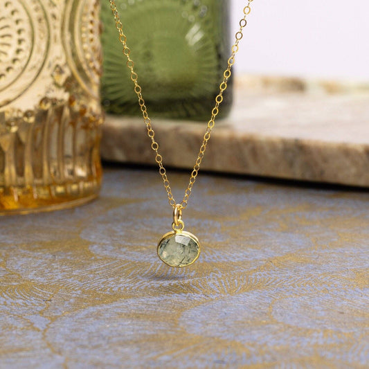 Soul & Little Rose - Prehnite Gold Oval Necklace