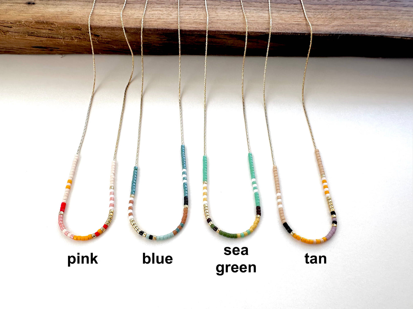 Ocean Breakup - Thin Beaded Necklace - Color Mix Collection