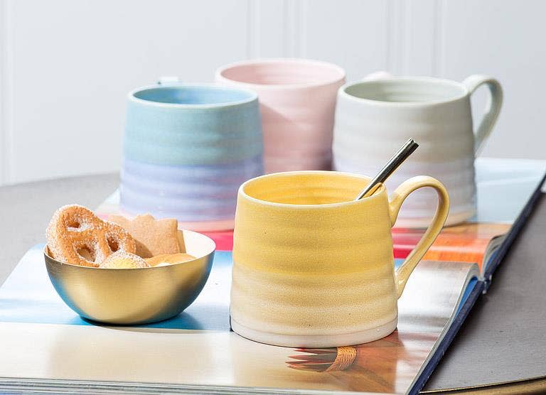 Abbott - Ridged Mug-Sage Green-3"H(14oz)