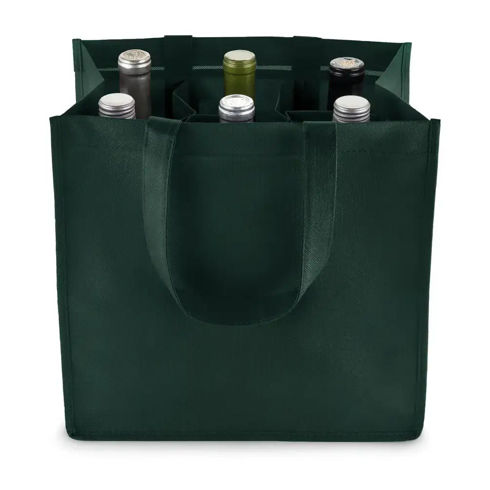 TRUE - Reusable 6 Bottle Non Woven Fabric Wine Tote ASST COLORS