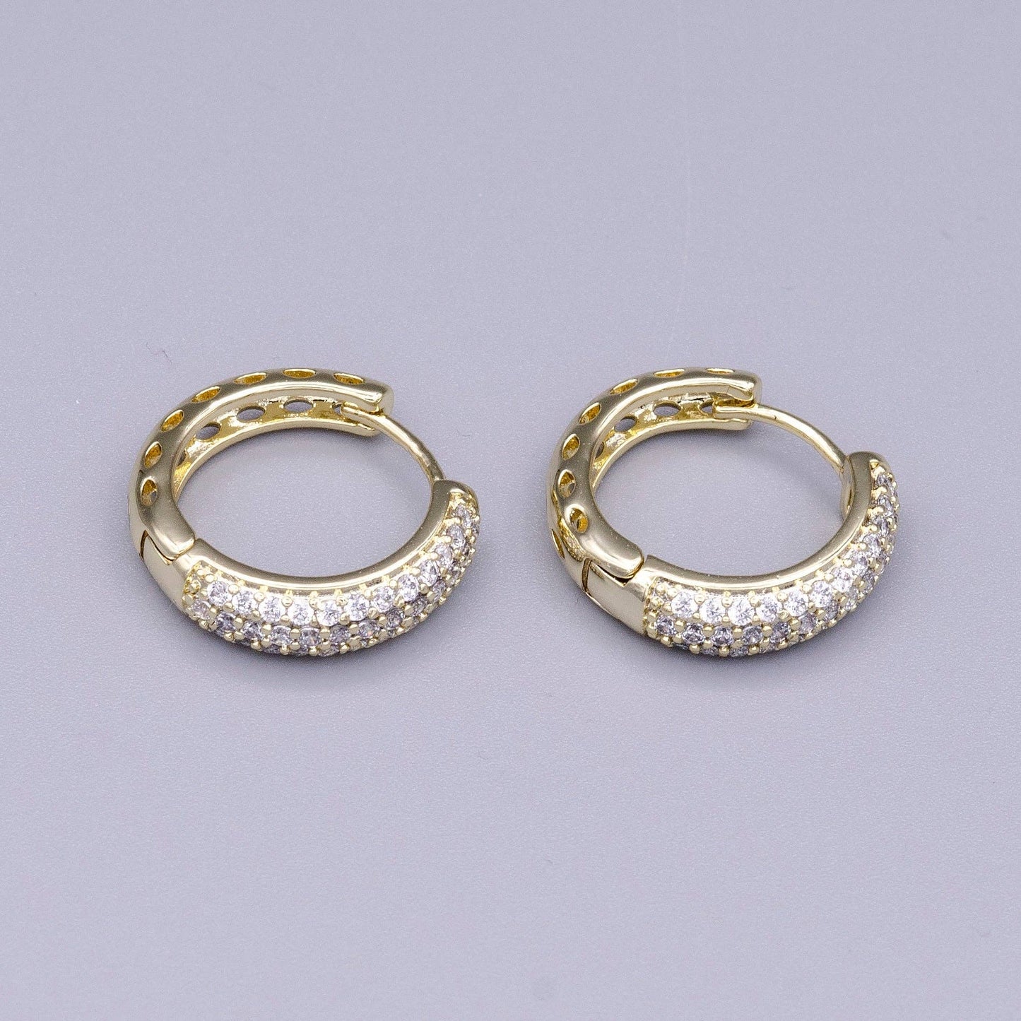 Aim Eternal - 16K Gold Filled Micro Paved CZ 20mm Huggie Earrings | AD1310