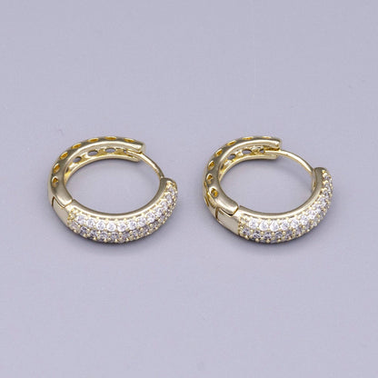 Aim Eternal - 16K Gold Filled Micro Paved CZ 20mm Huggie Earrings | AD1310