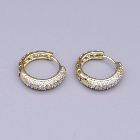 Aim Eternal - 16K Gold Filled Micro Paved CZ 20mm Huggie Earrings | AD1310