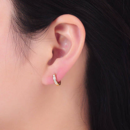 Aim Eternal - 16K Gold Filled 12mm Shell Pearl Lined Cartilage Huggie Earrings | P405