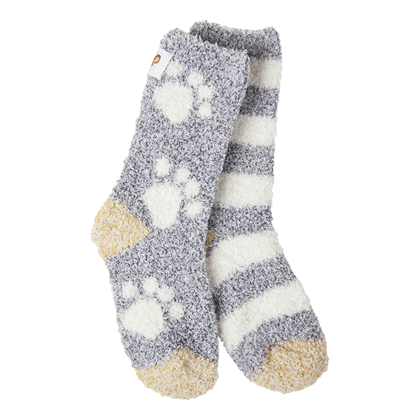 World's Softest® Socks - Kids Cozy Crew Paw and Stripe