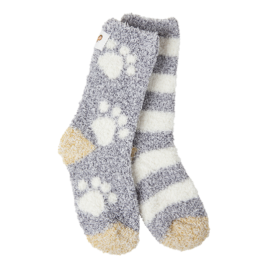 World's Softest® Socks - Kids Cozy Crew Paw and Stripe